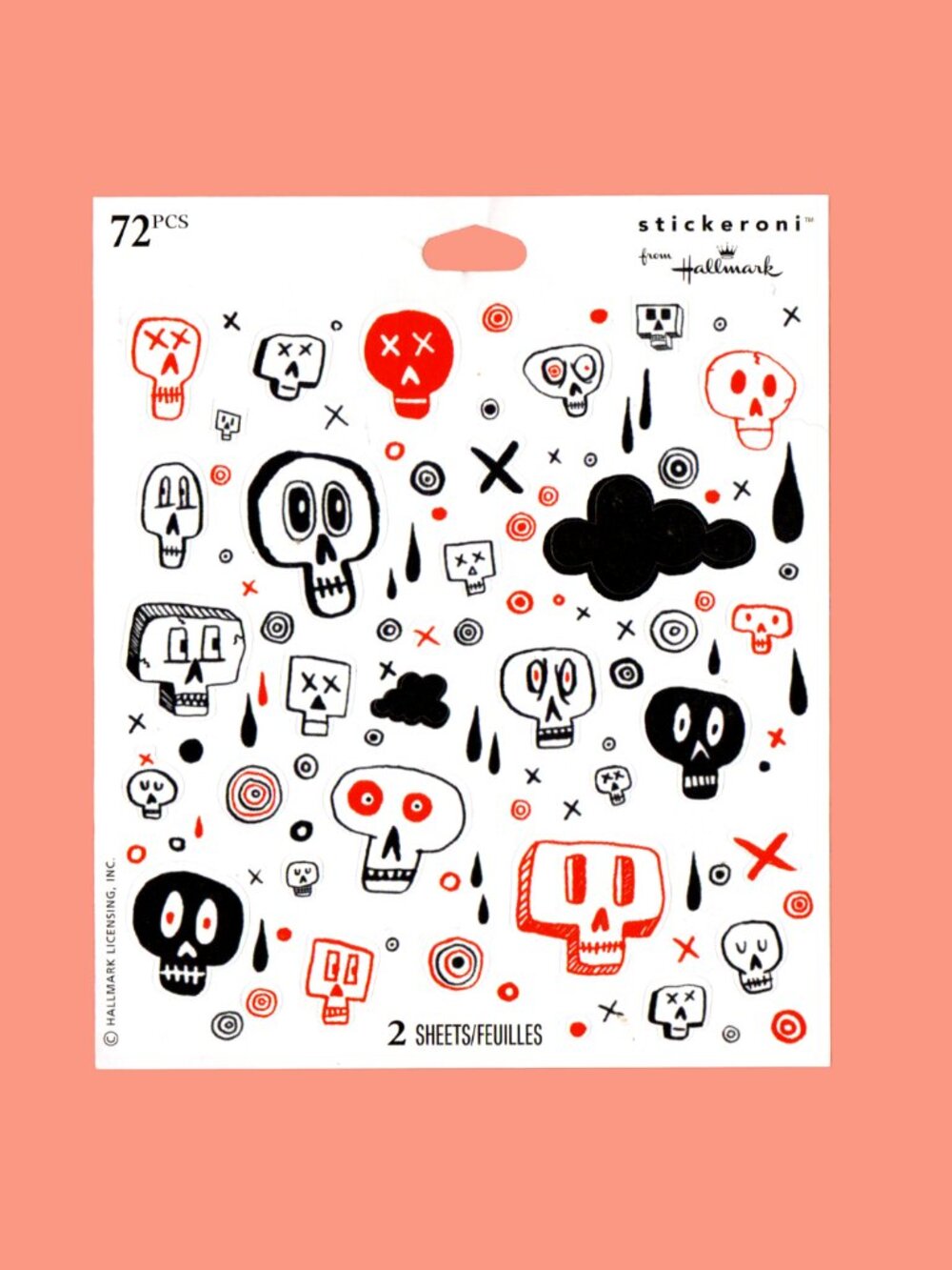 5/$20 Hallmark Stickeroni Halloween Skull Doodle Sticker Sheet
